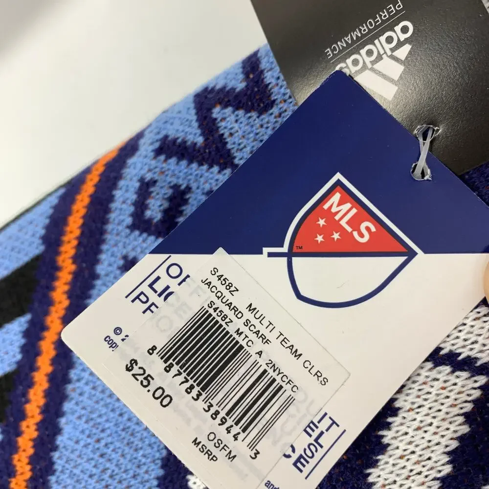 Adidas NYCFC Winter Scarf Unisex One Size Blue Navy Striped NEW